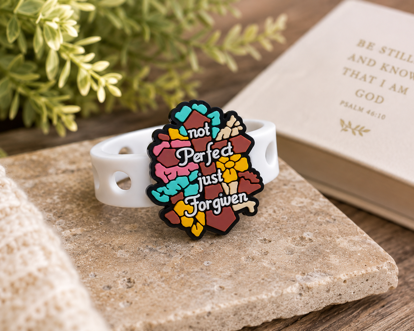 Wear your faith with the Not Perfect Just Forgiven Bracelet. Features an inspirational Christian design, adjustable fit, and comfortable everyday wear.
