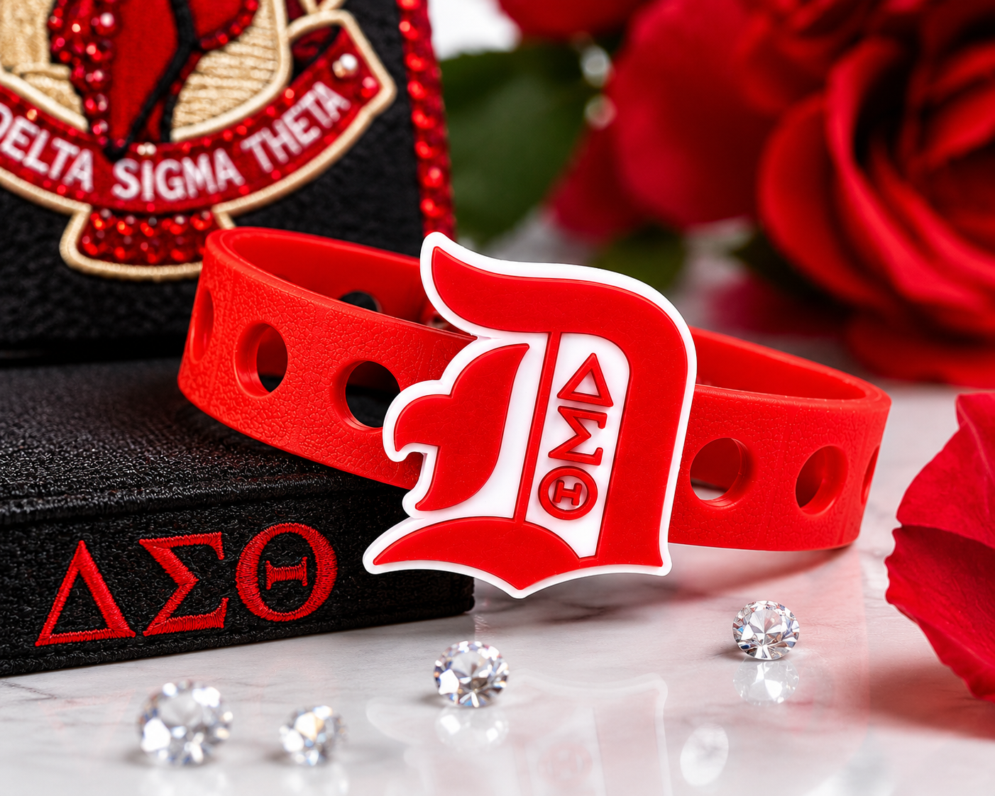 Celebrate leadership, excellence, and sisterhood with the Torch of Excellence Bracelet. A bold red and white snap-lock bracelet designed to inspire and empower.