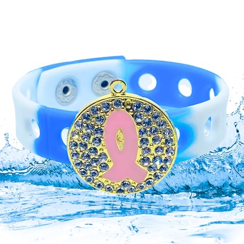 Inspire to Believe Pink Ribbon Charm Bracelet(Blue and White)