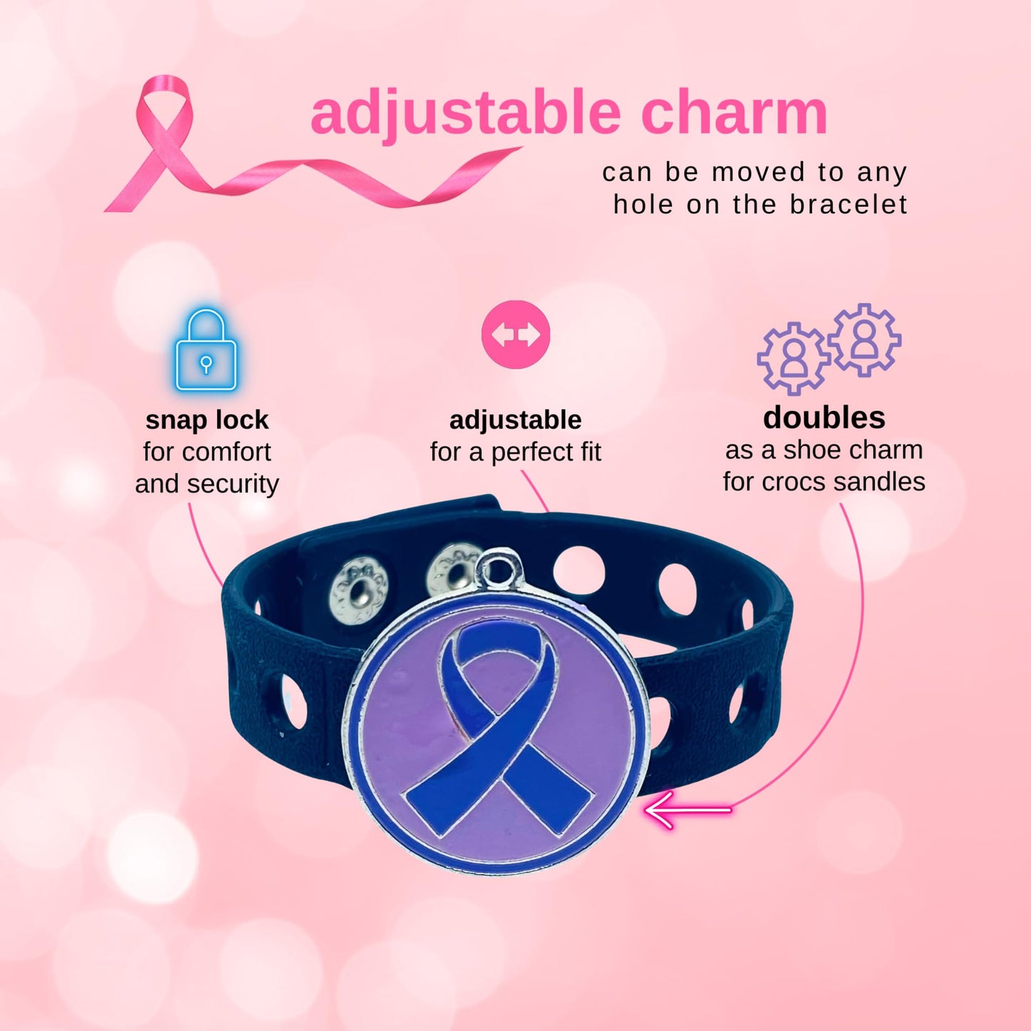 Purple Strength Awareness Bracelet(Black)