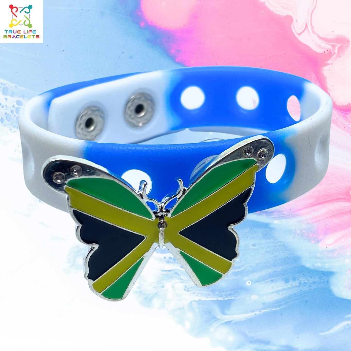 Slap Weh Butterfly Bracelet(Blue and White)