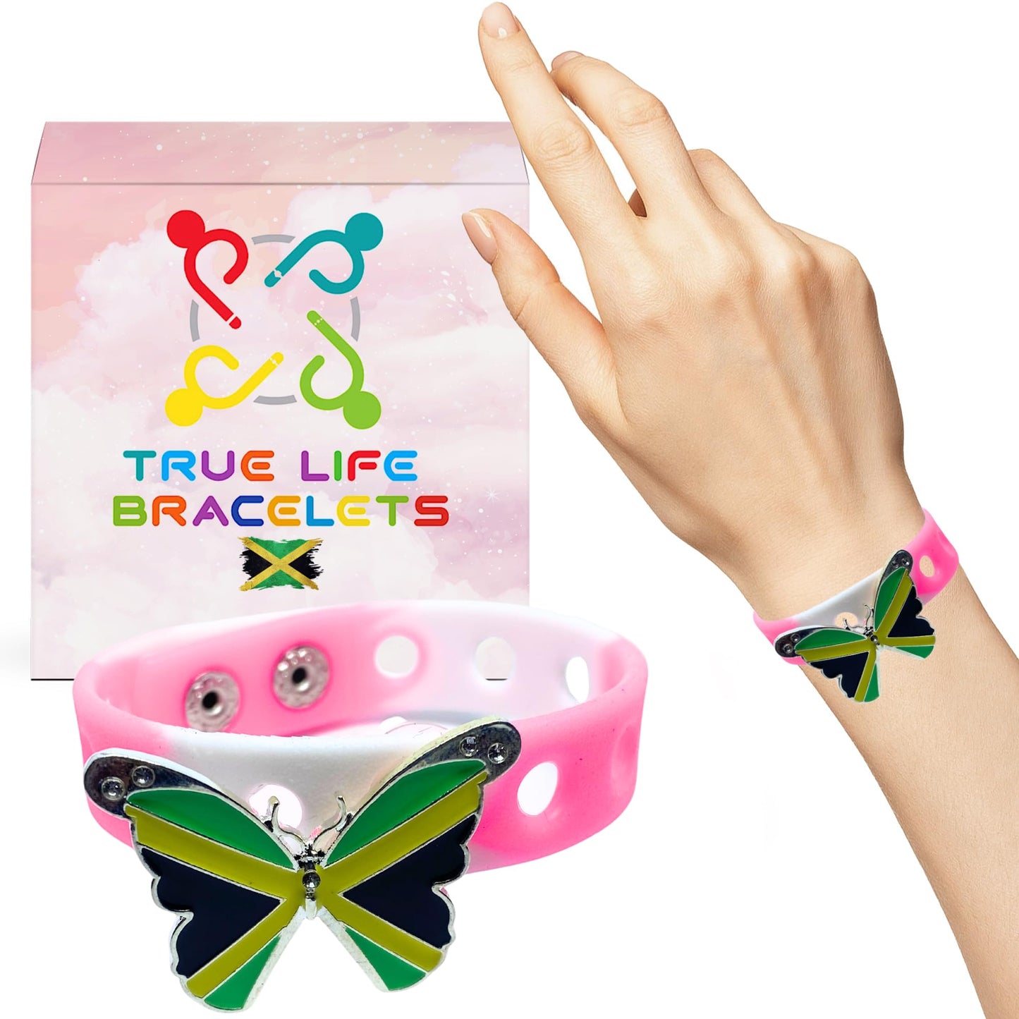 Slap Weh Butterfly Bracelet(Pink and White)