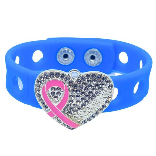 Heart of a Survivor wrapped in Silver Charm Bracelet(Blue)