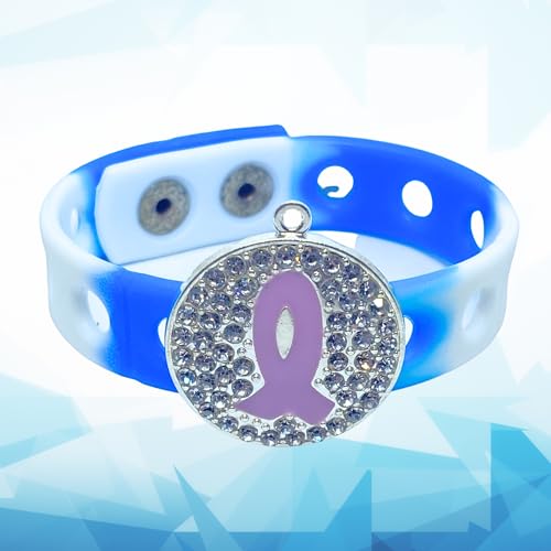 I Believe Purple Ribbon Charm Bracelet(Blue and White)