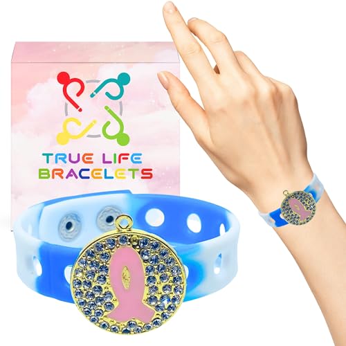 Inspire to Believe Pink Ribbon Charm Bracelet(Blue and White)