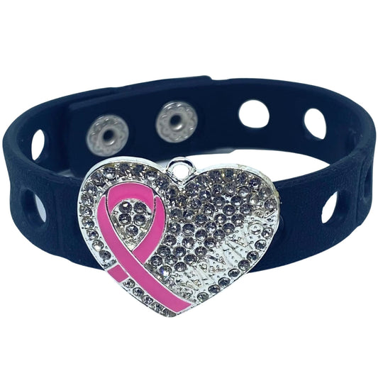 Heart of a Survivor wrapped in Silver Charm Bracelet(Black)