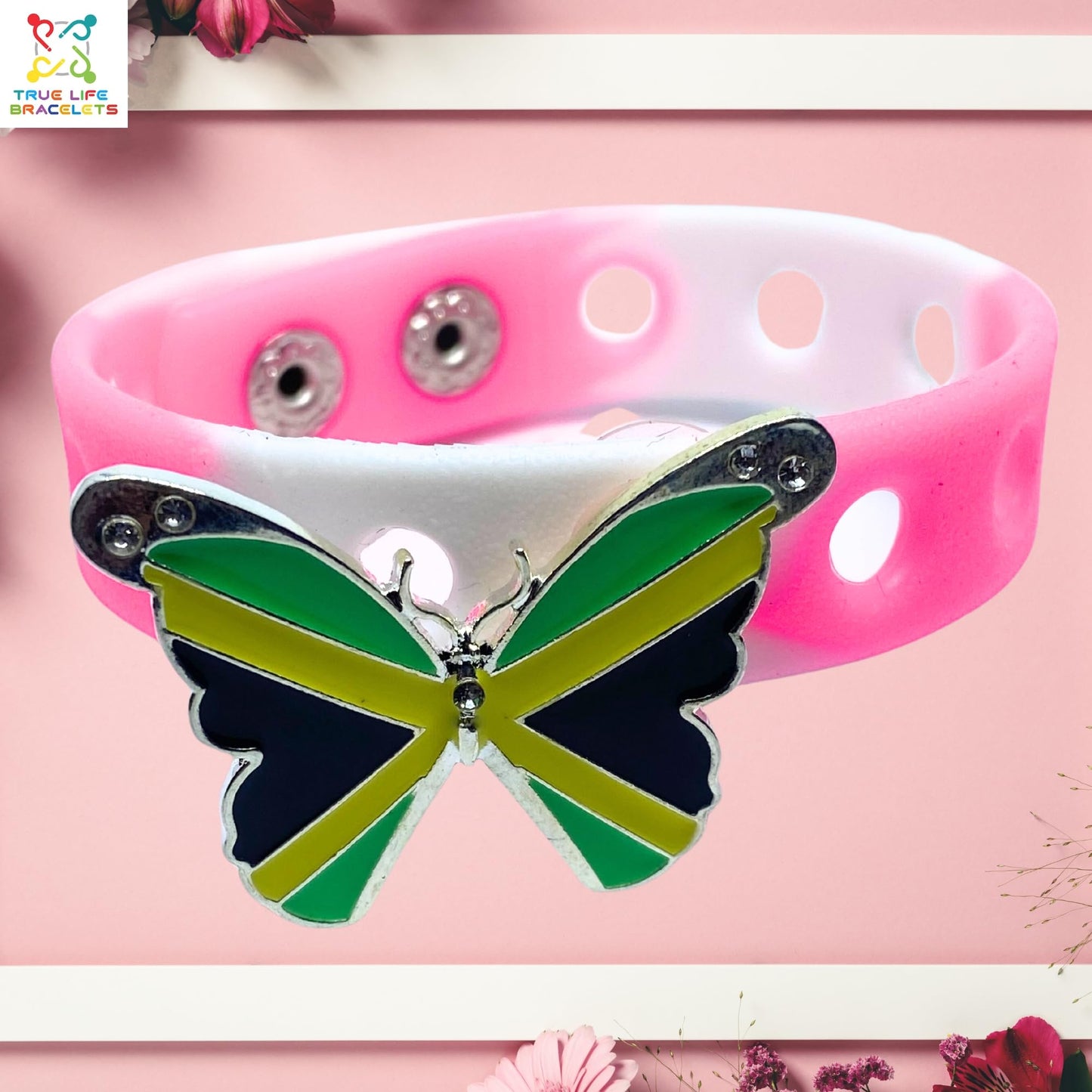 Slap Weh Butterfly Bracelet(Pink and White)