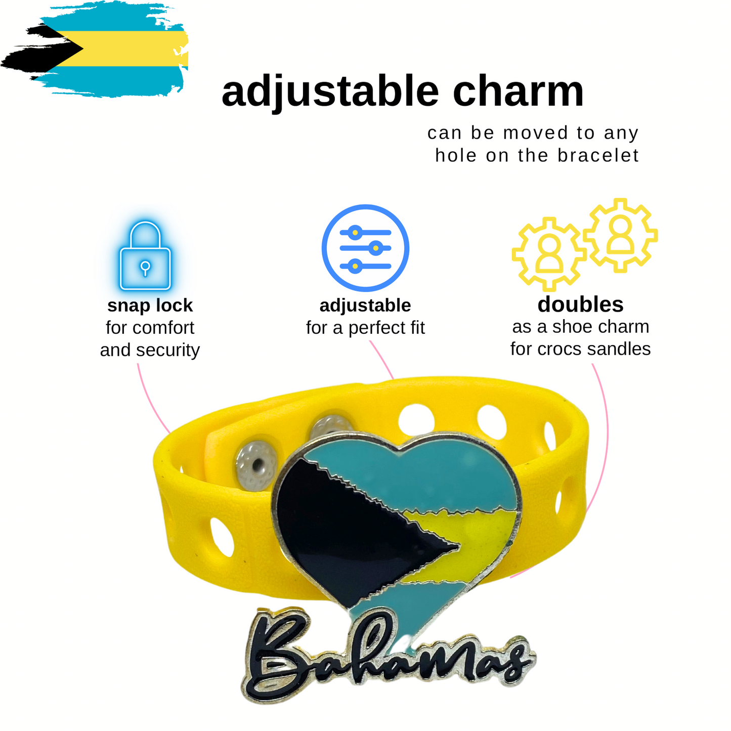 Bahamas Vibrant Heart Charm Bracelet - A Limited-Edition Tropical Treasure" True Life Bracelets