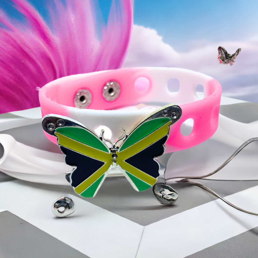 Slap Weh Butterfly Bracelet(Pink and White)