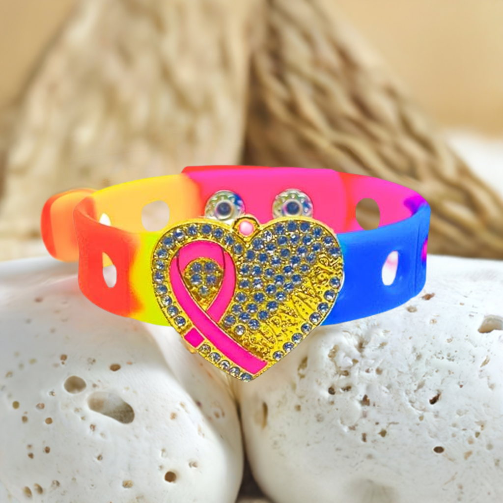 Heart of a Survivor Wrapped in Gold Charm Bracelet(Rainbow)