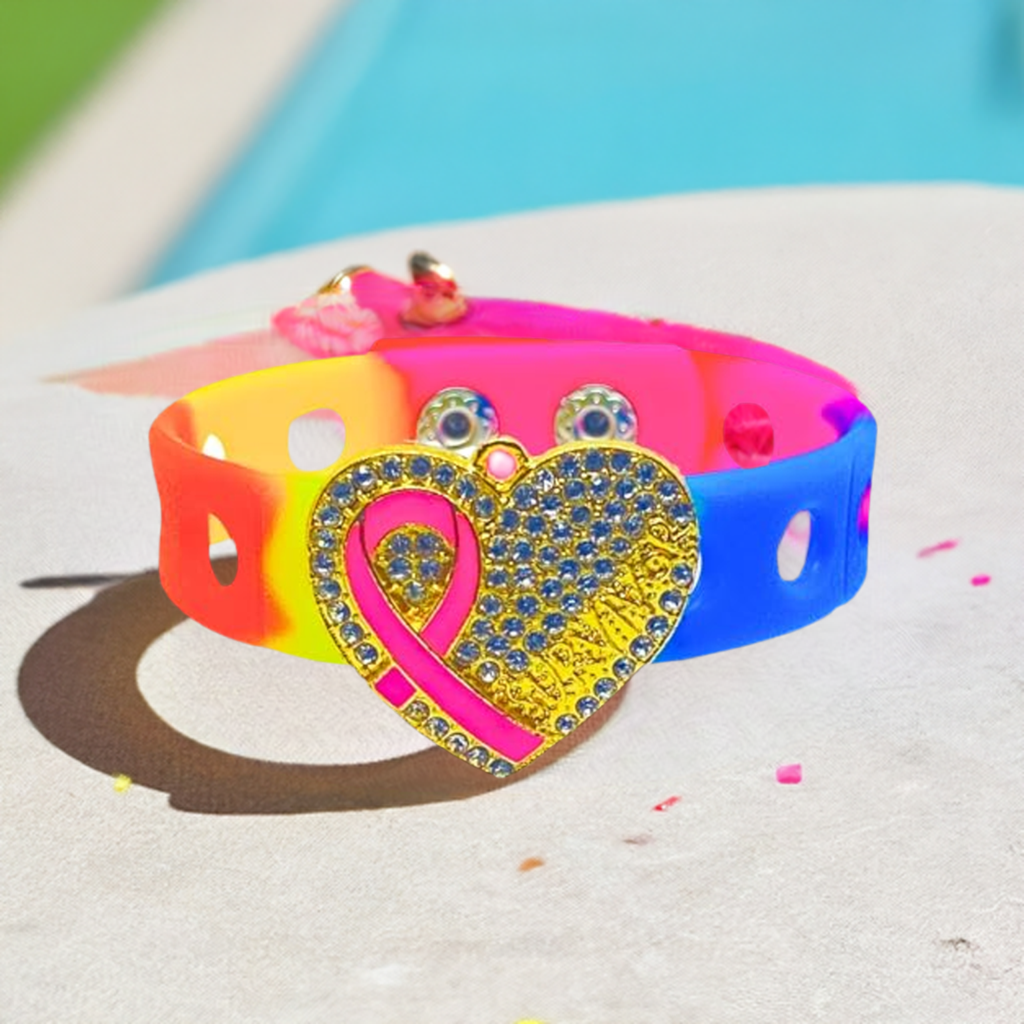 Heart of a Survivor Wrapped in Gold Charm Bracelet(Rainbow)