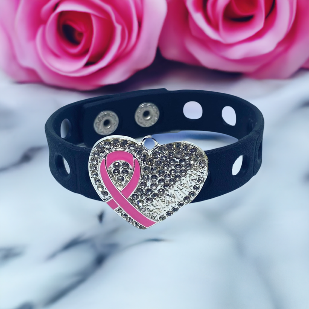 Heart of a Survivor wrapped in Silver Charm Bracelet(Black)