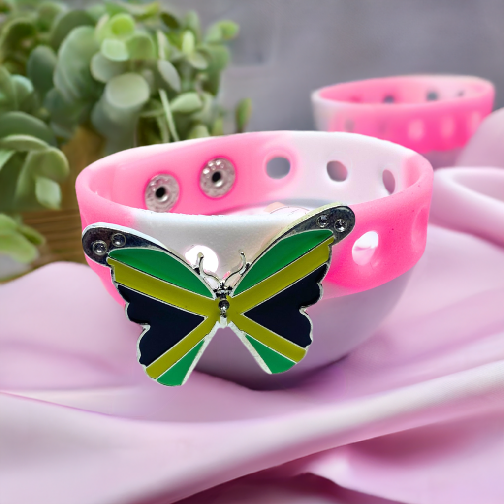 Slap Weh Butterfly Bracelet(Pink and White)